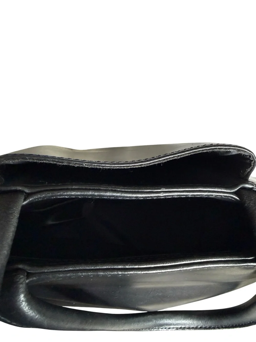 Vintage Focus Paris Black Leather Structured Tote Bag Made in France
